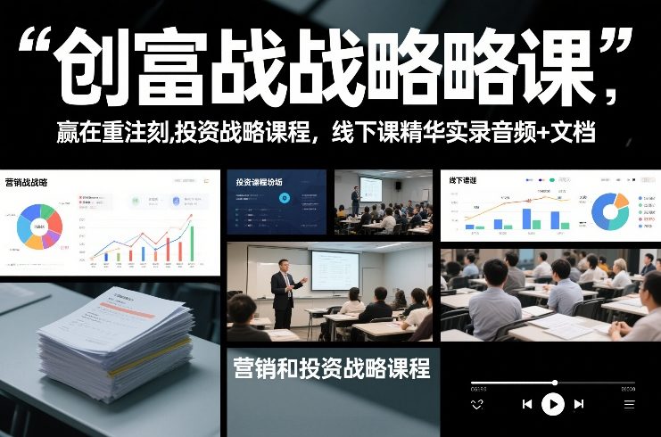 创富战略课，赢在重注时刻，营销和投资战略课程，线下课精华实录音频+文档-小酒源码