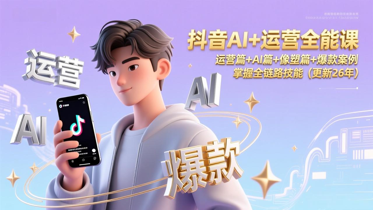 抖音AI+运营全能课，运营篇+AI篇+像塑篇+爆款案例，掌握全链路技能(更新26年-小酒源码