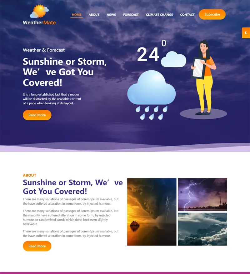 HTML响应式天气预报网站源码 HTML响应式天气预报网站源码