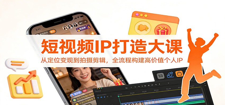 短视频IP打造大课：从定位变现到拍摄剪辑，全流程构建高价值个人IP-小酒源码