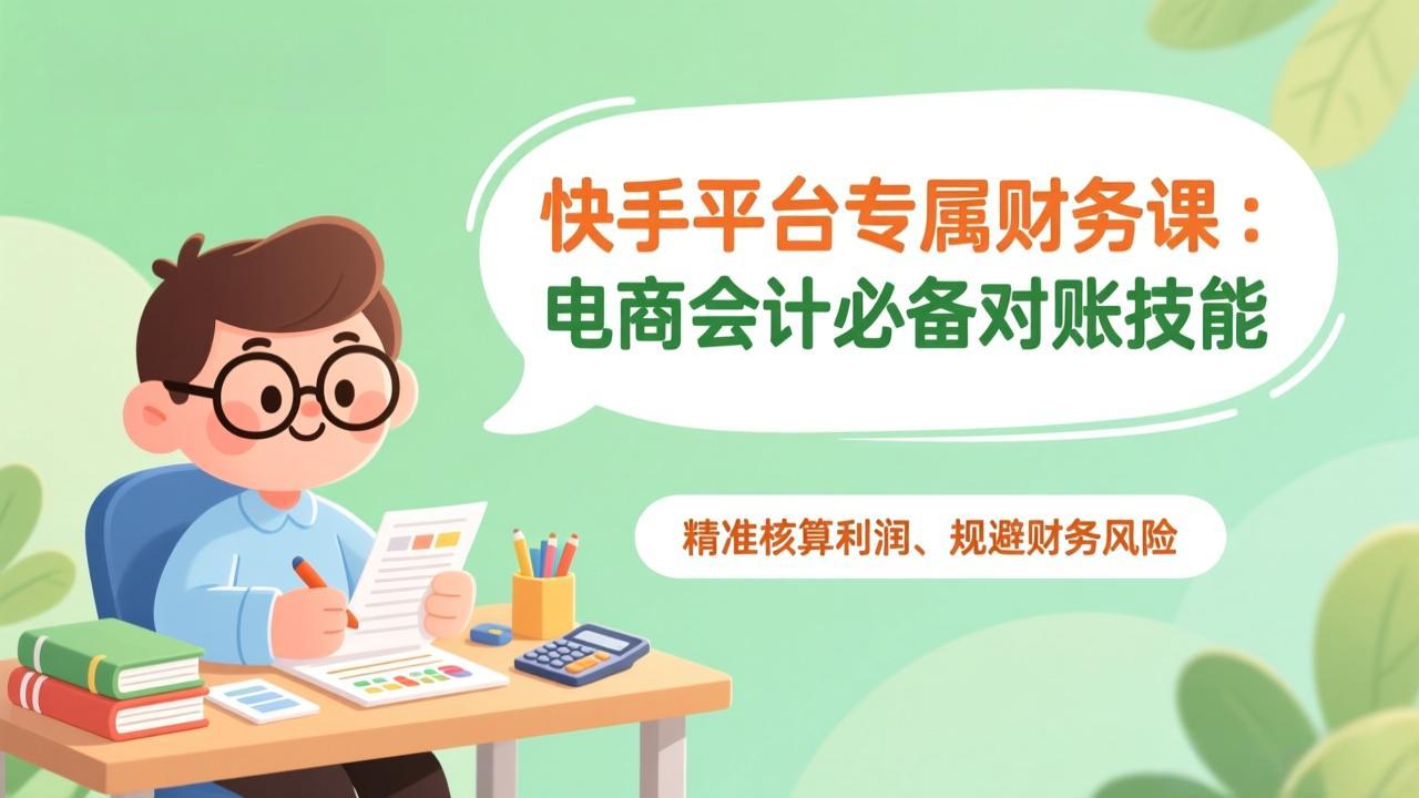快手平台专属财务课：电商会计必备对账技能，精准核算利润、规避财务风险-小酒源码