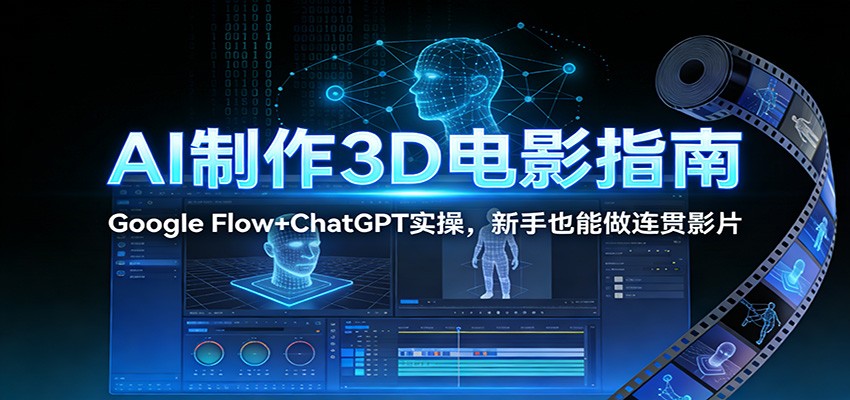 AI制作3D电影指南：Google Flow+ChatGPT实操，新手也能做连贯影片-小酒源码
