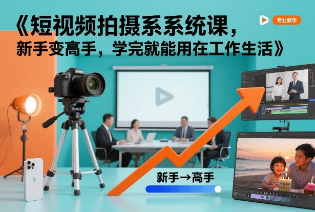 短视频拍摄系统课，新手变高手，学完就能用在工作生活-小酒源码
