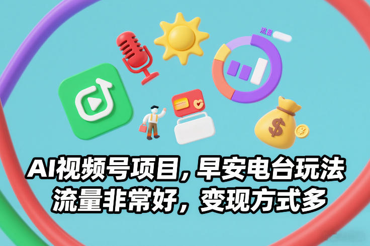 AI视频号项目，早安电台玩法，流量非常好，变现方式多-小酒源码