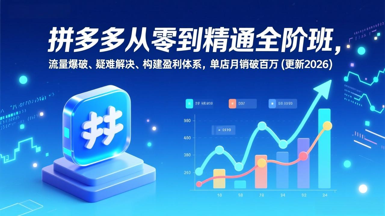 拼多多从零到精通全阶班，流量爆破、疑难解决，构建盈利体系，单店月销破百万(更新2026-小酒源码