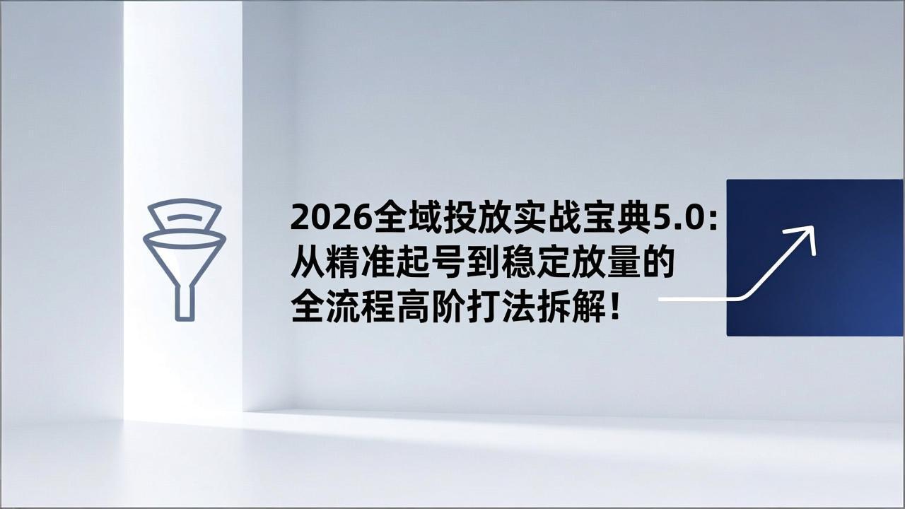 2026全域投放实战宝典5.0：从精准起号到稳定放量的全流程高阶打法拆解！-小酒源码