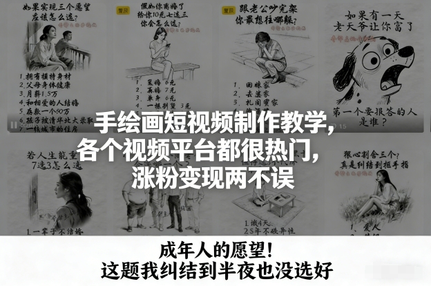 手绘画短视频制作教学，各个视频平台都很热门，涨粉变现两不误-小酒源码