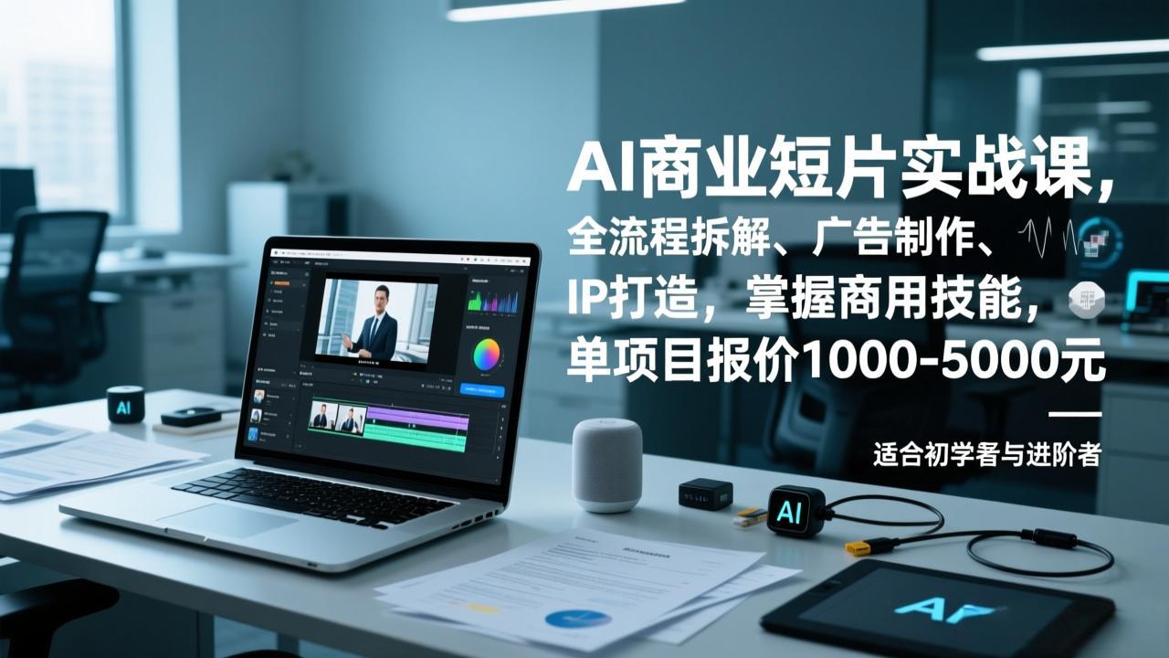 AI商业短片实战课，全流程拆解、广告制作、IP打造，掌握商用技能，单项目报价1000-5000元-小酒源码