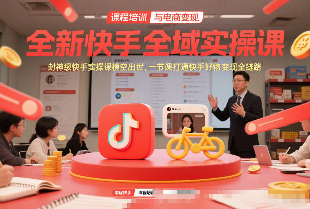 全新快手全域实操课，封神级快手实操课横空出世，一节课打通快手好物变现全链路-小酒源码