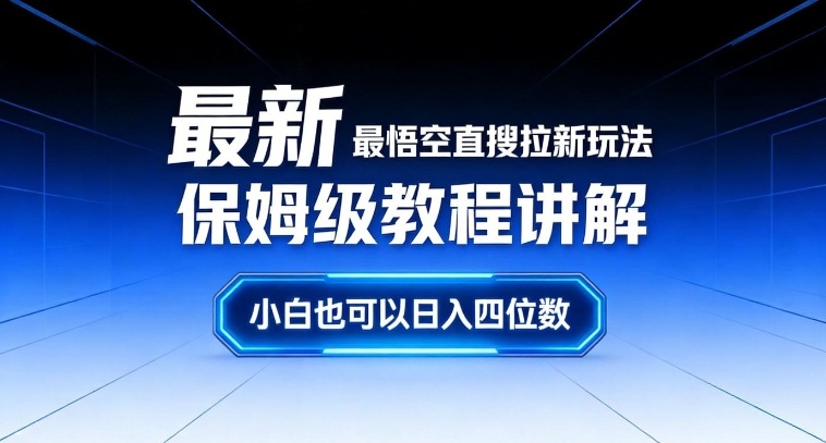 最新最悟空直搜拉新玩法保姆级教程讲解，小白也可以日入四位数-小酒源码