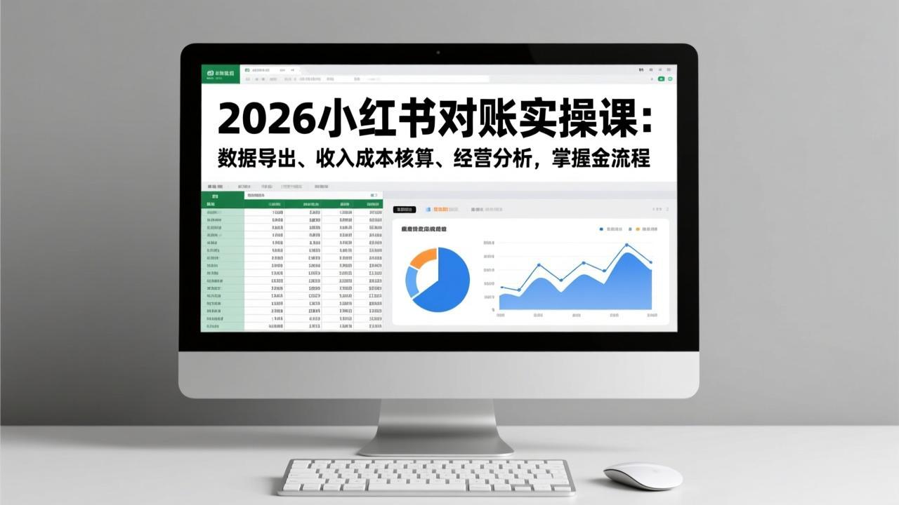 2026小红书对账实操课：数据导出、收入成本核算、经营分析，掌握全流程-小酒源码