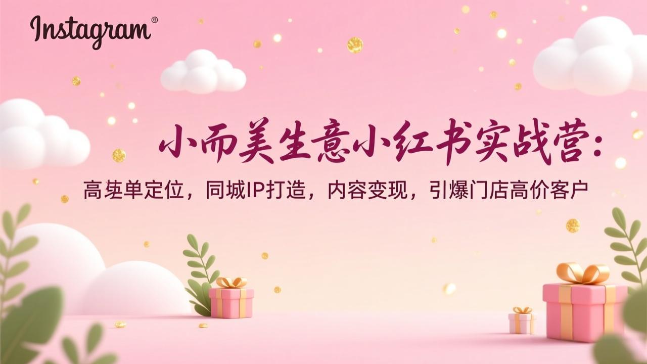 小而美生意小红书实战营：高客单定位，同城IP打造，内容变现，引爆门店高价客户-小酒源码