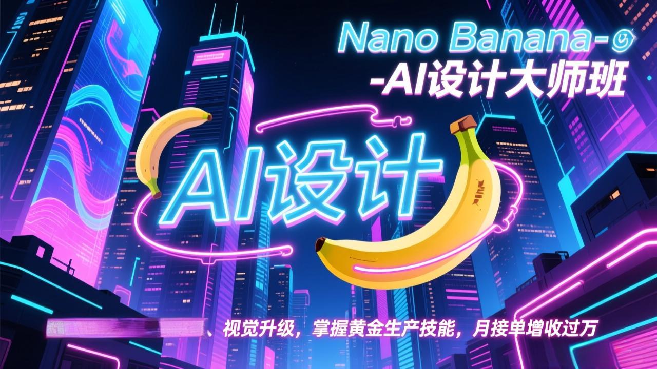 Nano Banana-AI设计大师班，修图合成、广告创作、视觉升级，掌握黄金生产技能，月接单增收过万-小酒源码