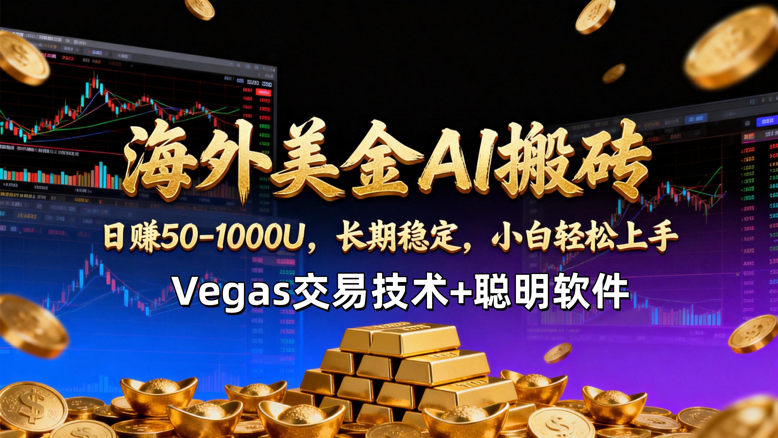 【海外美金AI搬砖】Vegas交易技术+聪明软件，日赚50-1000U，长期稳定，小白轻松上手。-小酒源码