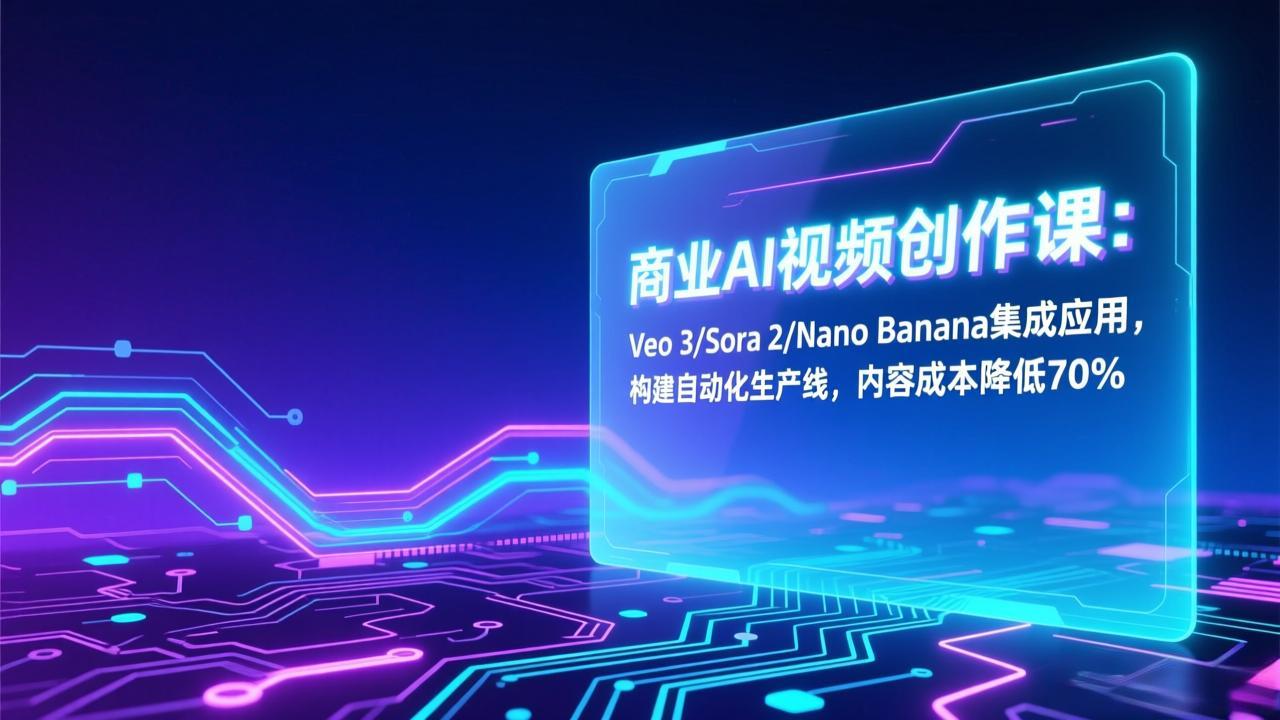 商业AI视频创作课：Veo 3/Sora 2/Nano Banana集成应用，构建自动化生产线，内容成本降低70%-小酒源码