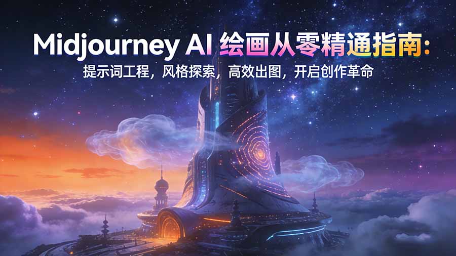 Midjourney AI绘画从零精通指南：提示词工程，风格探索，高效出图，开启创作革命-小酒源码