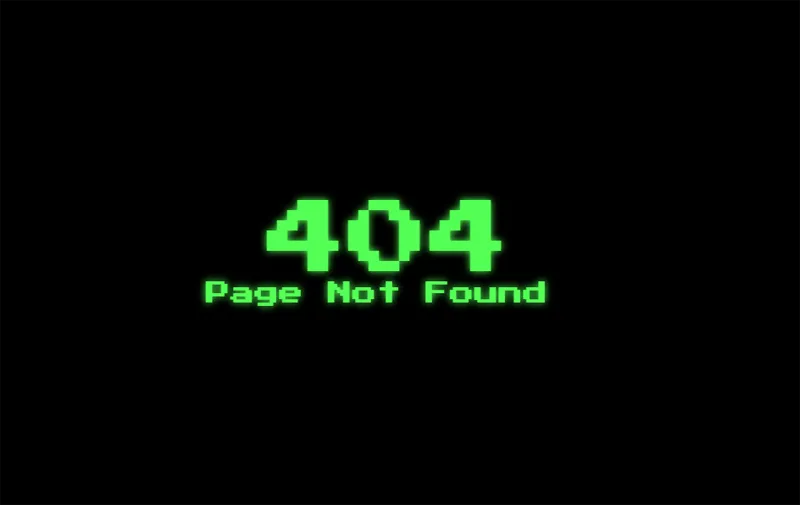 HTML黑色大气绿色发光字404错误页模板-小酒源码