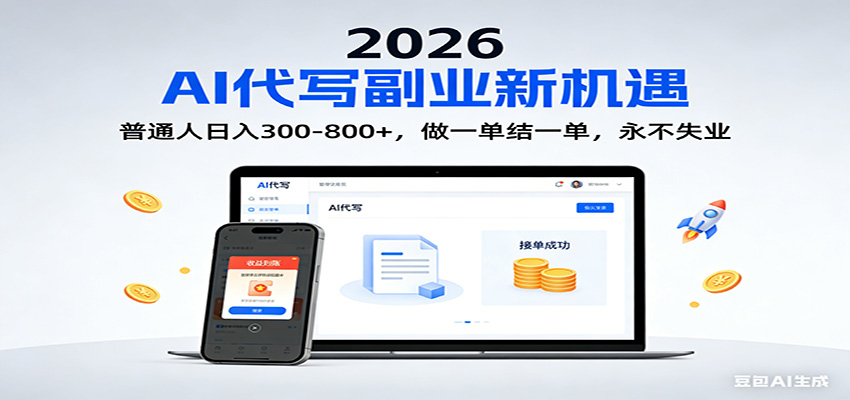2026 副业首选!AI 代写日入 300-800,普通人0门槛,做一单结一单!-小酒源码