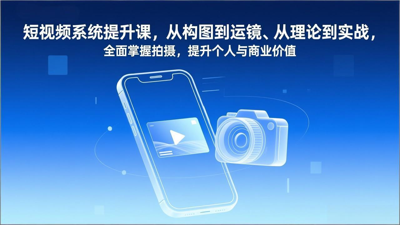 短视频系统提升课，从构图到运镜、从理论到实战，全面掌握拍摄，提升个人与商业价值-小酒源码