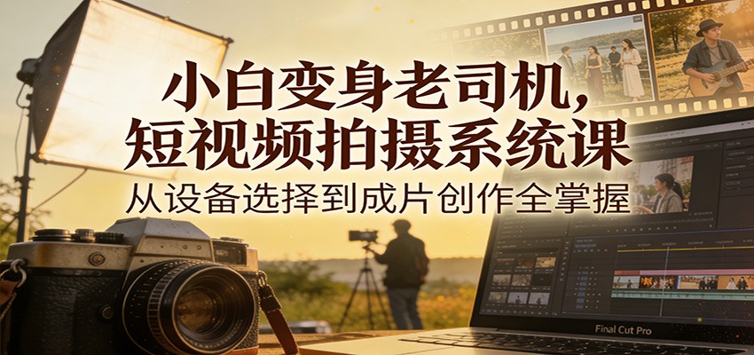 小白变身老司机，短视频拍摄系统课，从设备选择到成片创作全掌握-小酒源码