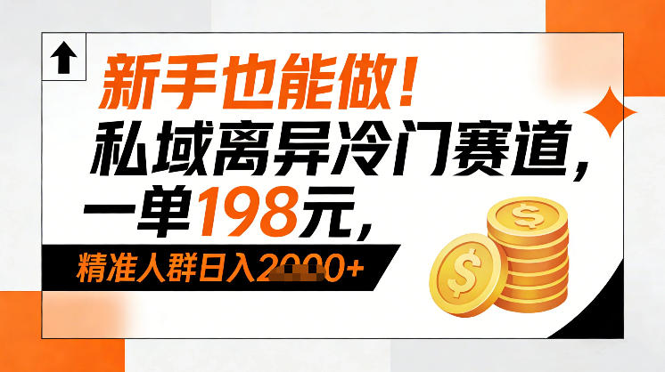 新手也能做！私域离异冷门赛道，一单198，精准人群日入1k+-小酒源码
