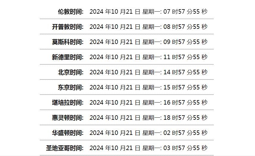 世界时间单页网站HTML源码-小酒源码